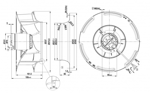 Центробежный вентилятор ebmpapst R4E355RB1001