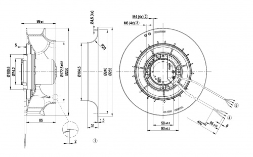 Центробежный вентилятор ebmpapst R3G250RE0707