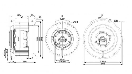 Центробежный вентилятор ebmpapst R4D355CM1501