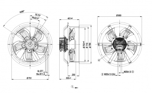 Осевой вентилятор ebmpapst W3G710CZ0806