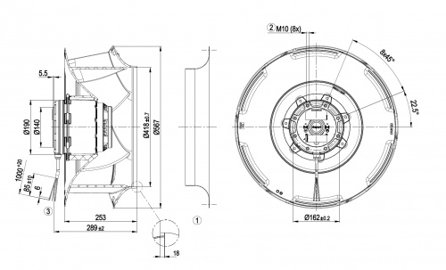 Центробежный вентилятор ebmpapst R4D560RB0301