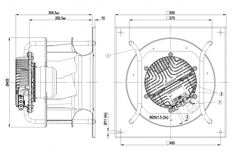 Центробежный вентилятор ebmpapst K3G355AY4322