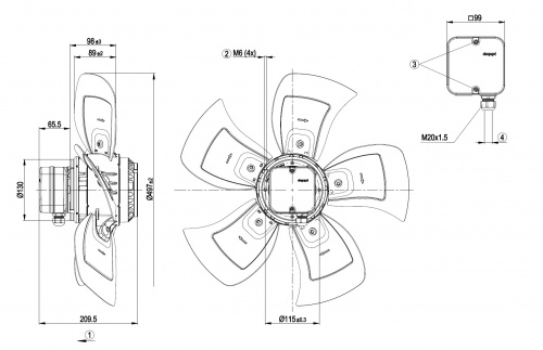 Осевой вентилятор ebmpapst A4D500AE0301