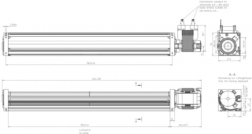 Тангенциальный вентилятор ebmpapst QL3/3500A2-2124LH-443-ds