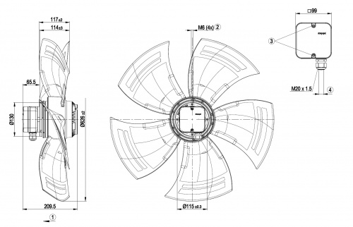 Осевой вентилятор ebmpapst A6D630AN0101
