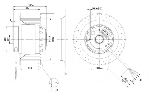 Центробежный вентилятор ebmpapst R2D160AF2827