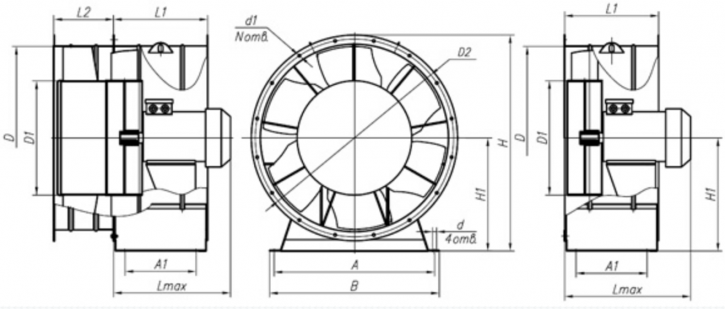 Вентилятор осевой чертеж