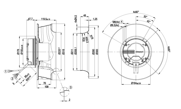 Центробежный вентилятор ebmpapst R3G310AN4371