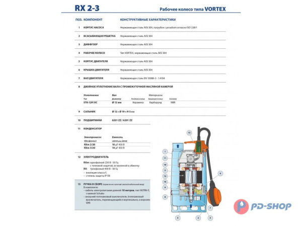 Насос дренажный Pedrollo RX 2/20