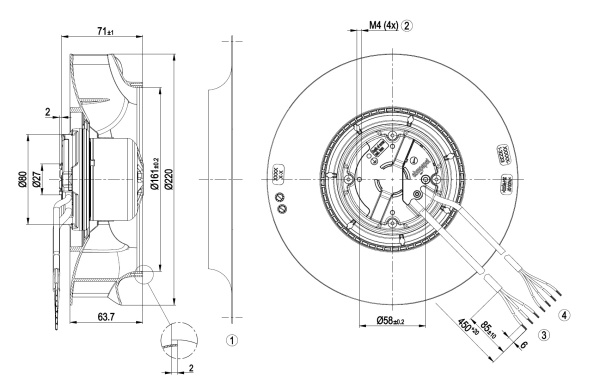 Центробежный вентилятор ebmpapst R3G220RC0503