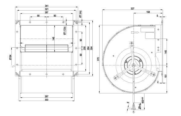 Центробежный вентилятор ebmpapst D4E225CC0102
