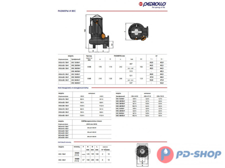 Насос фекальный Pedrollo VXC 40/50-F New