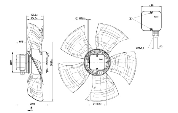 Осевой вентилятор ebmpapst A4D500AM0103