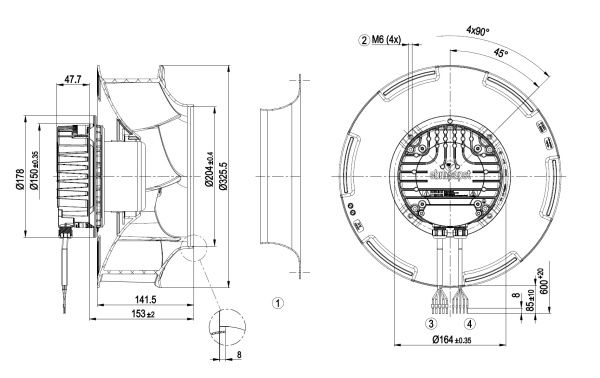 Центробежный вентилятор ebmpapst R3G310RR05H1