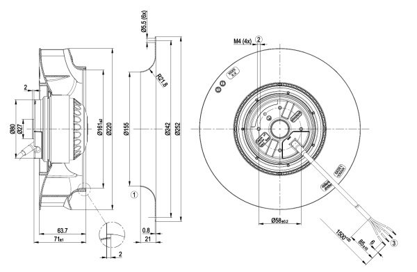 Центробежный вентилятор ebmpapst R2E220RB0614