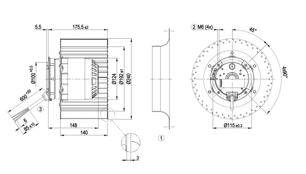 Центробежный вентилятор ebmpapst R4E250BA0903