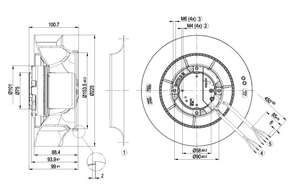 Центробежный вентилятор ebmpapst R3G225RE0703