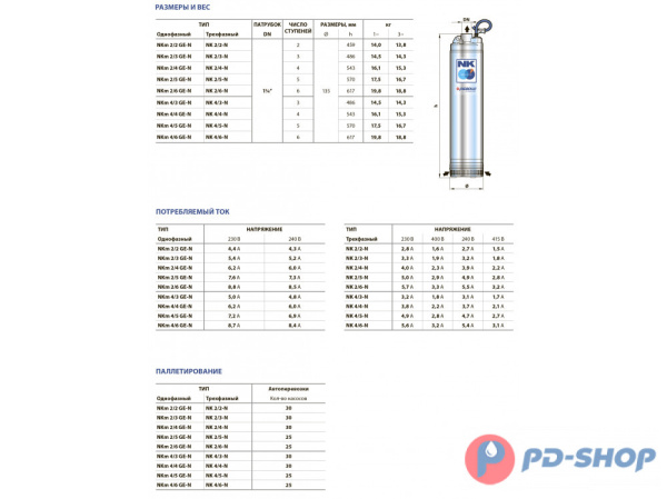 Насос колодезный Pedrollo NKm 4/4 - GE кабель 20м