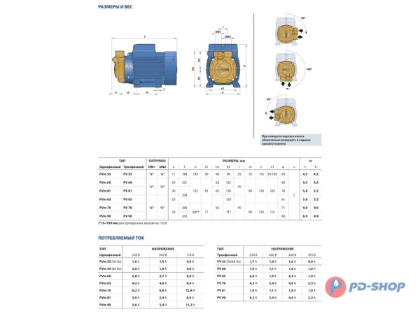Насос вихревой Pedrollo PV 55 - EPDM