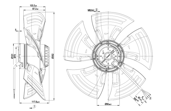 Осевой вентилятор ebmpapst A4E350AO0209