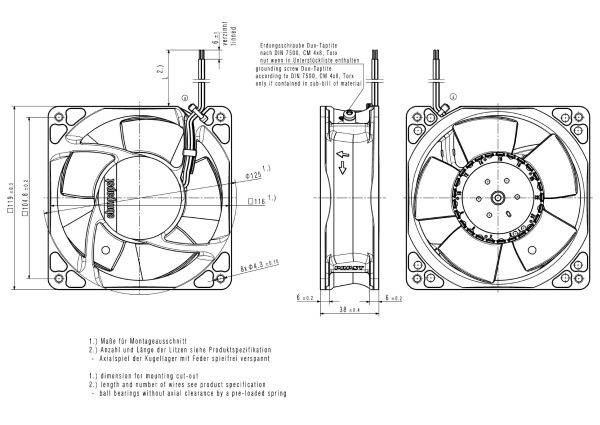 Вентилятор компактный ebmpapst 4114 N/2 H6PU (Vollumguss)