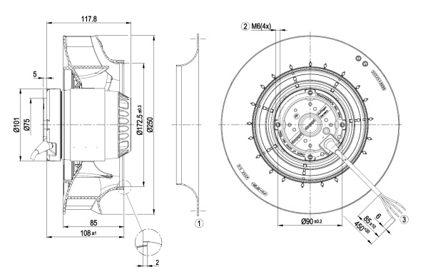 Центробежный вентилятор ebmpapst R2E250RB0601