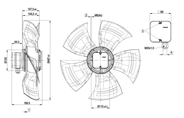Осевой вентилятор ebmpapst A4D500AJ0301
