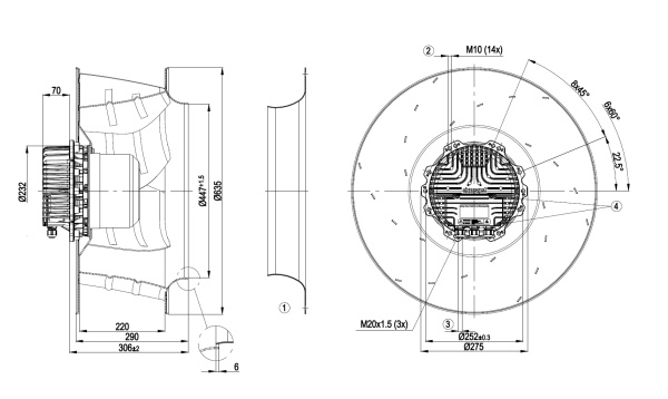 Центробежный вентилятор ebmpapst R3G630AB2101
