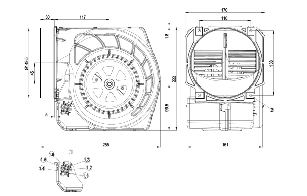 Центробежный вентилятор ebmpapst D2E146KB2701