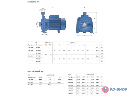 Насос центробежный Pedrollo CPm 160C