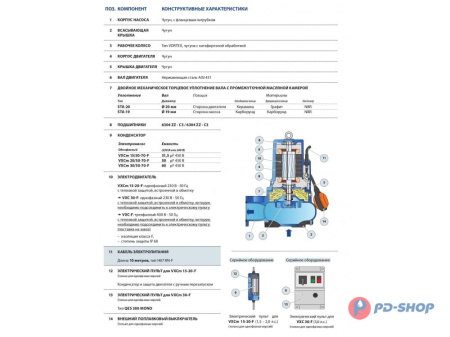 Насос фекальный Pedrollo VXCm 30/50-F + пульт
